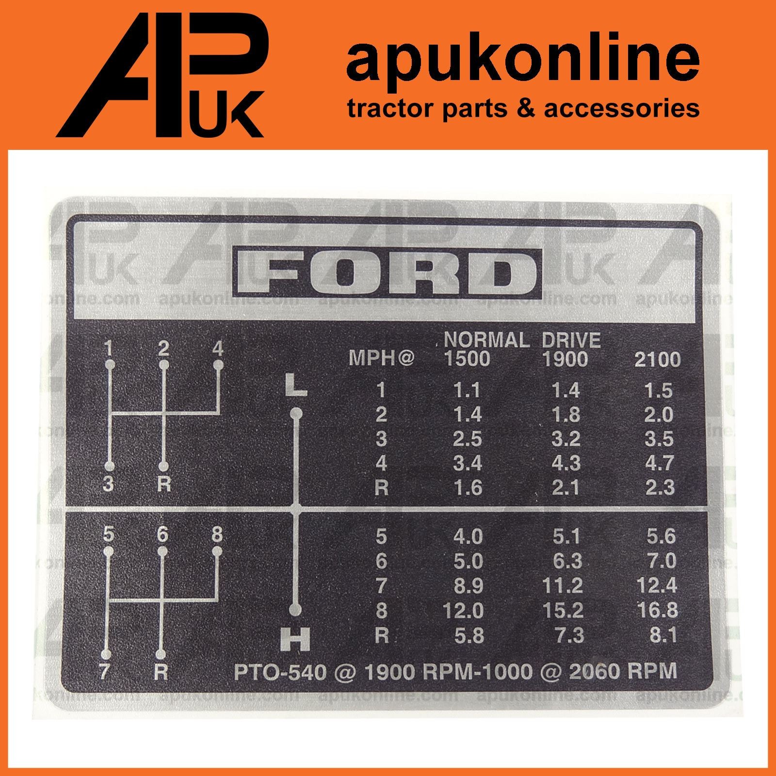 Gear Stick Shift Decal Ratio Opt 1 for Ford 535 3055 3100 3120 3150 3300 Tractor