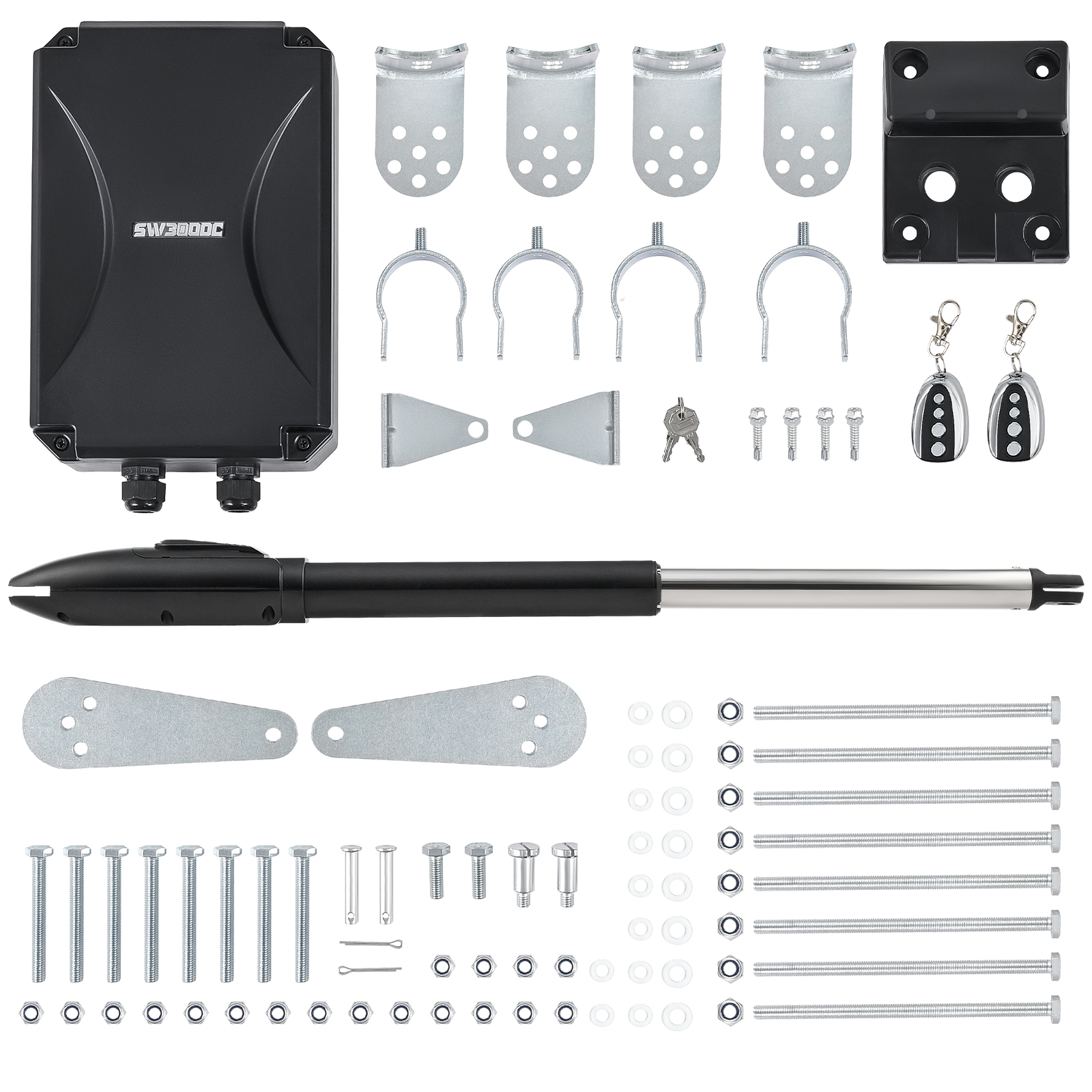 CO-Z Automatic 660lb Single Swing Gate Opener Kit with 2 Remote Controls