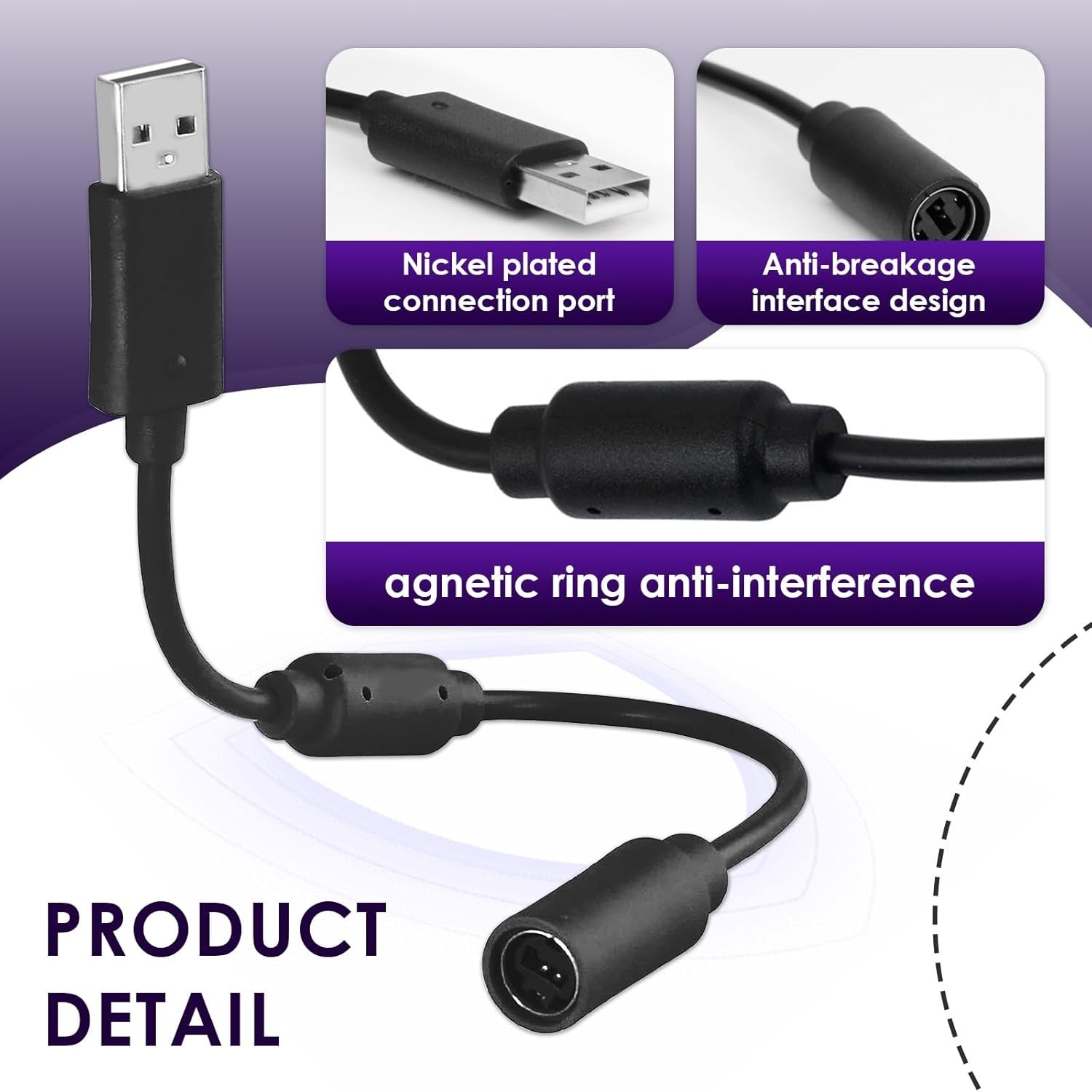 Reliable USB Breakaway Cable Set for Xbox 360 & Gaming Controllers - 9-Pack