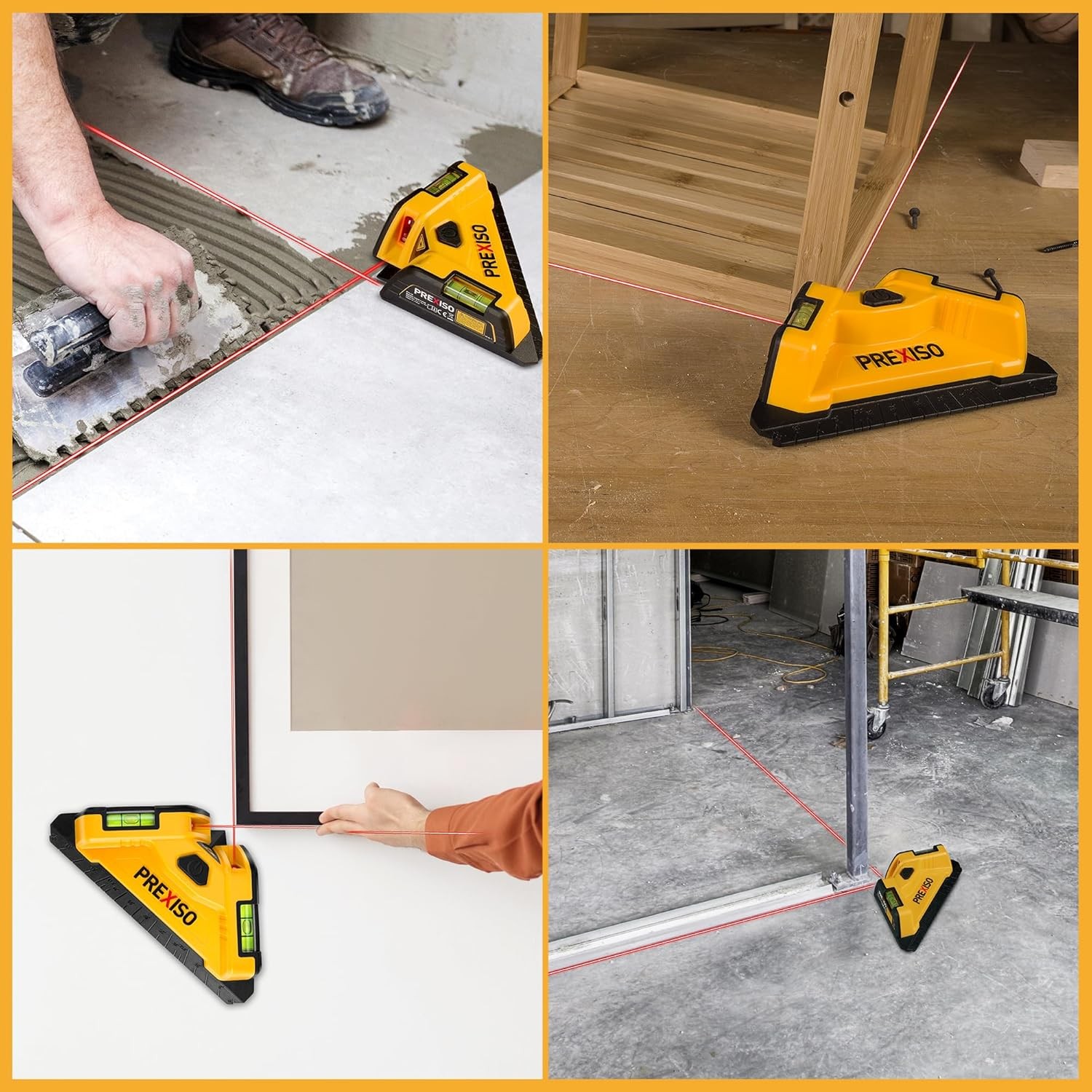 PREXISO 30Ft Magnetic Square Laser Level 90° Tile Line with 2 Bubble Vials USA
