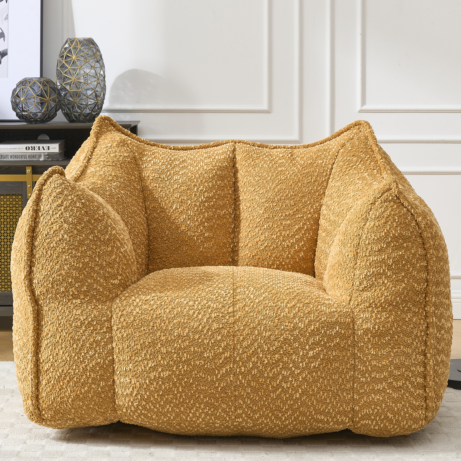 Bean Bag Chairs resilient foam for bedrooms comfortable square lazy sofa Yellow