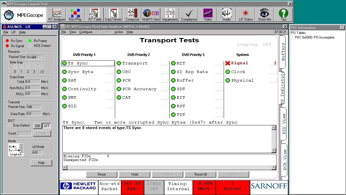 HP MPEGscope MPEG-TS Transport Stream Analyzer