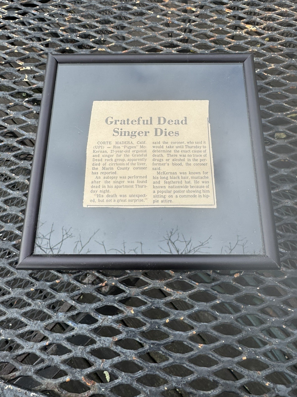 Grateful Dead Pigpen Pig Pen Ron McKernan-ORIGINAL OBITUARY 1971-Framed-RARE