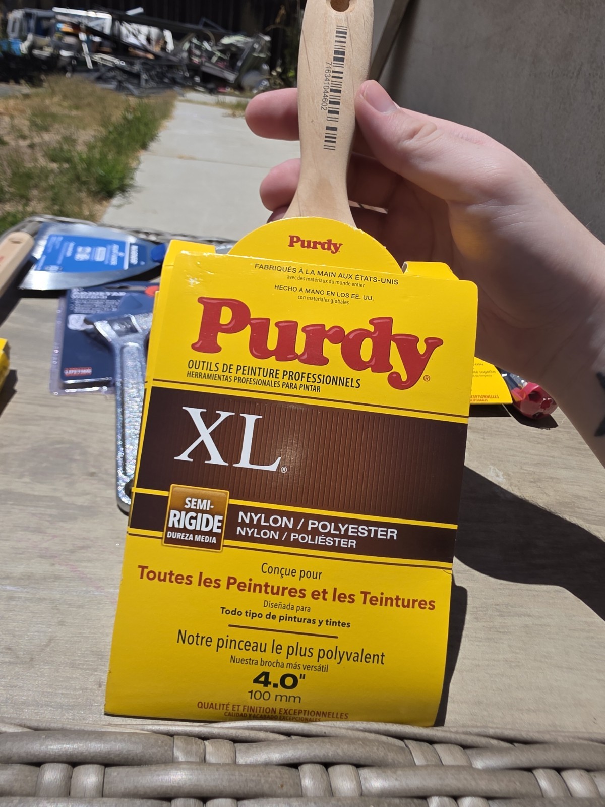 Purdy XL 4 in Flat Paint Brush Medium Stiff Nylon/Polyester Blend