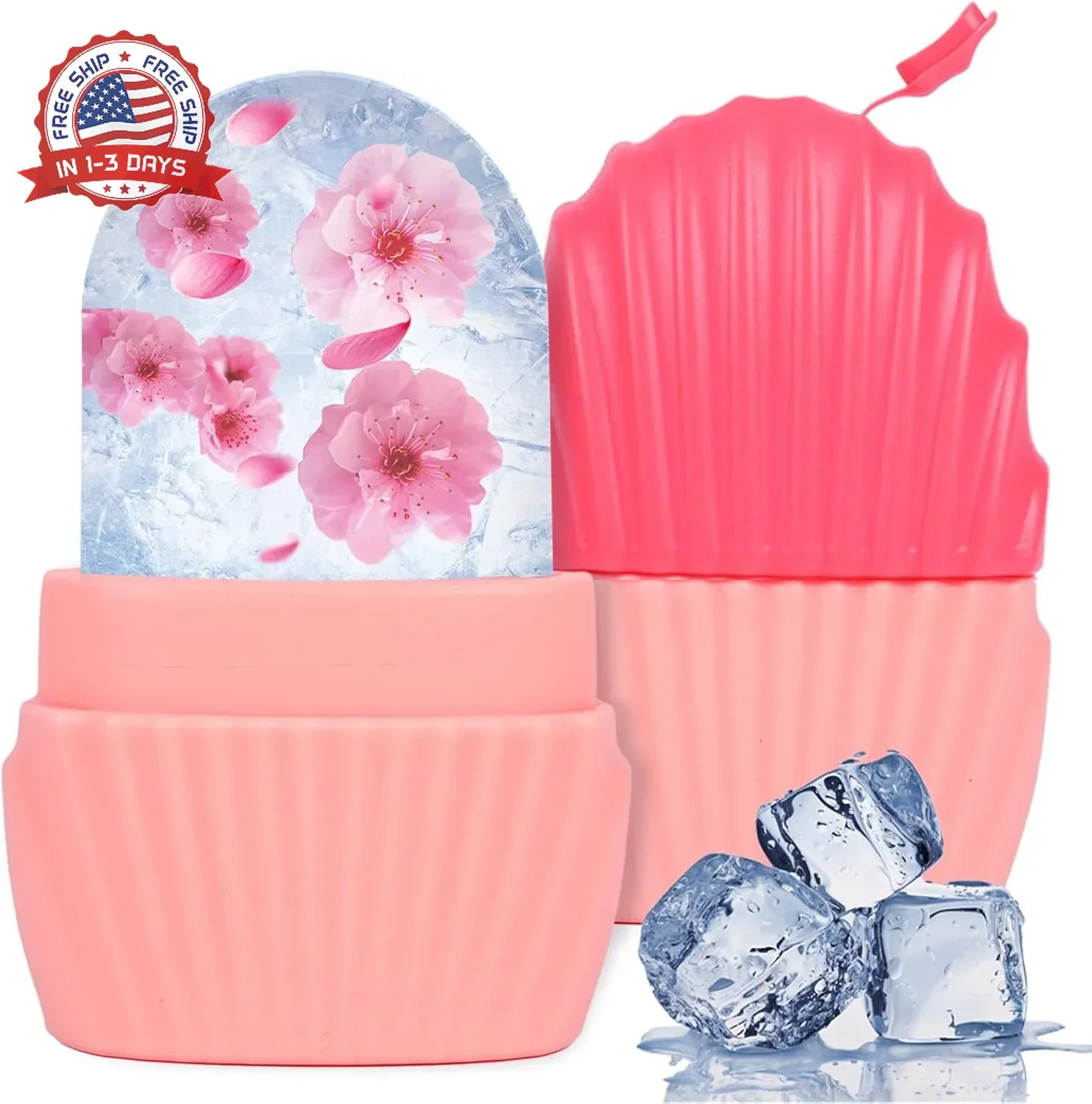 Ice Cube Roller for Face,Eyes and Neck,Reusable Silicone Ice Mold Mermaid Shell
