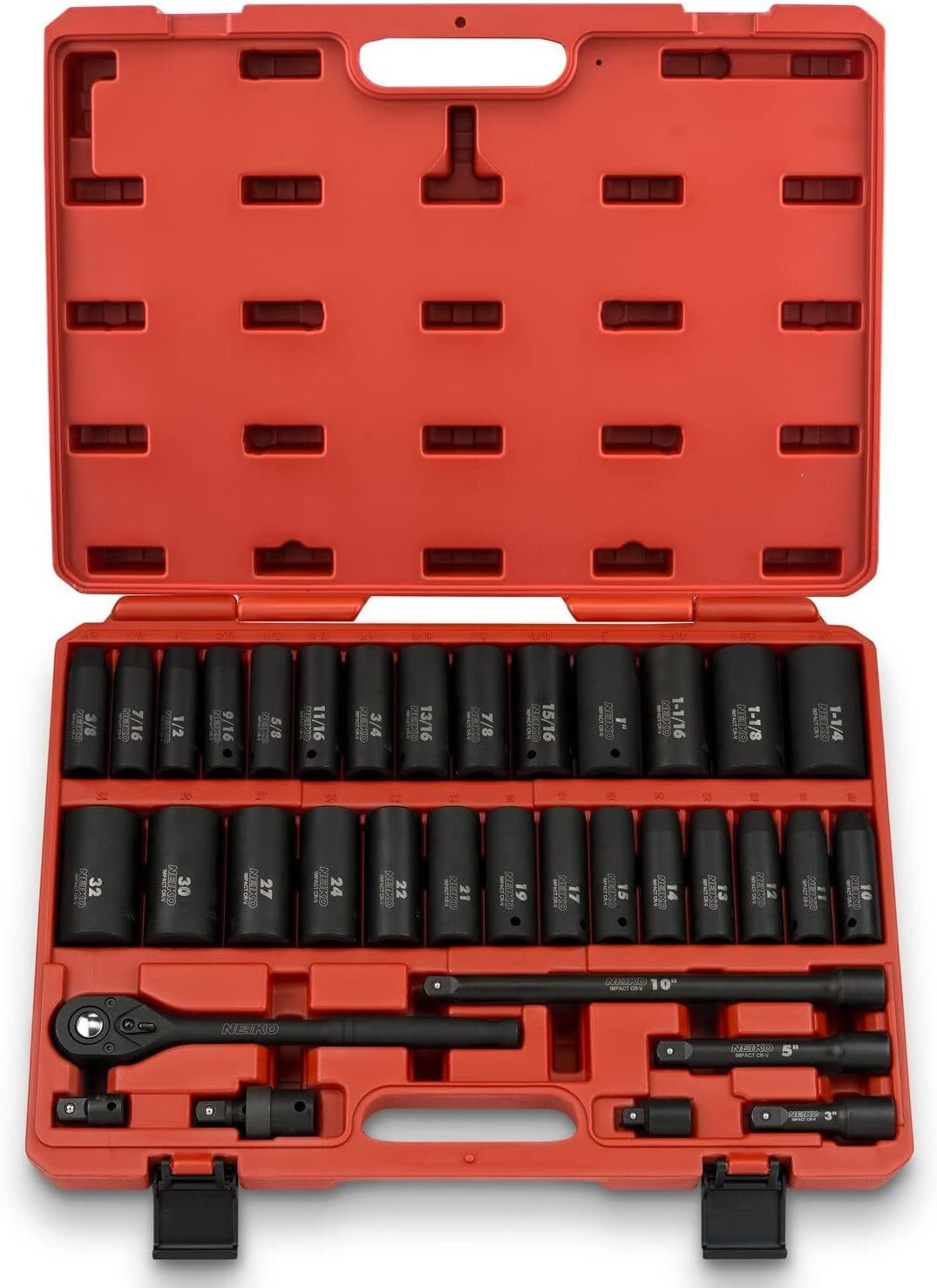 1/2" Impact Socket Set, 35 Pcs Deep Socket Kit Assortment Standard SAE/Metric MM