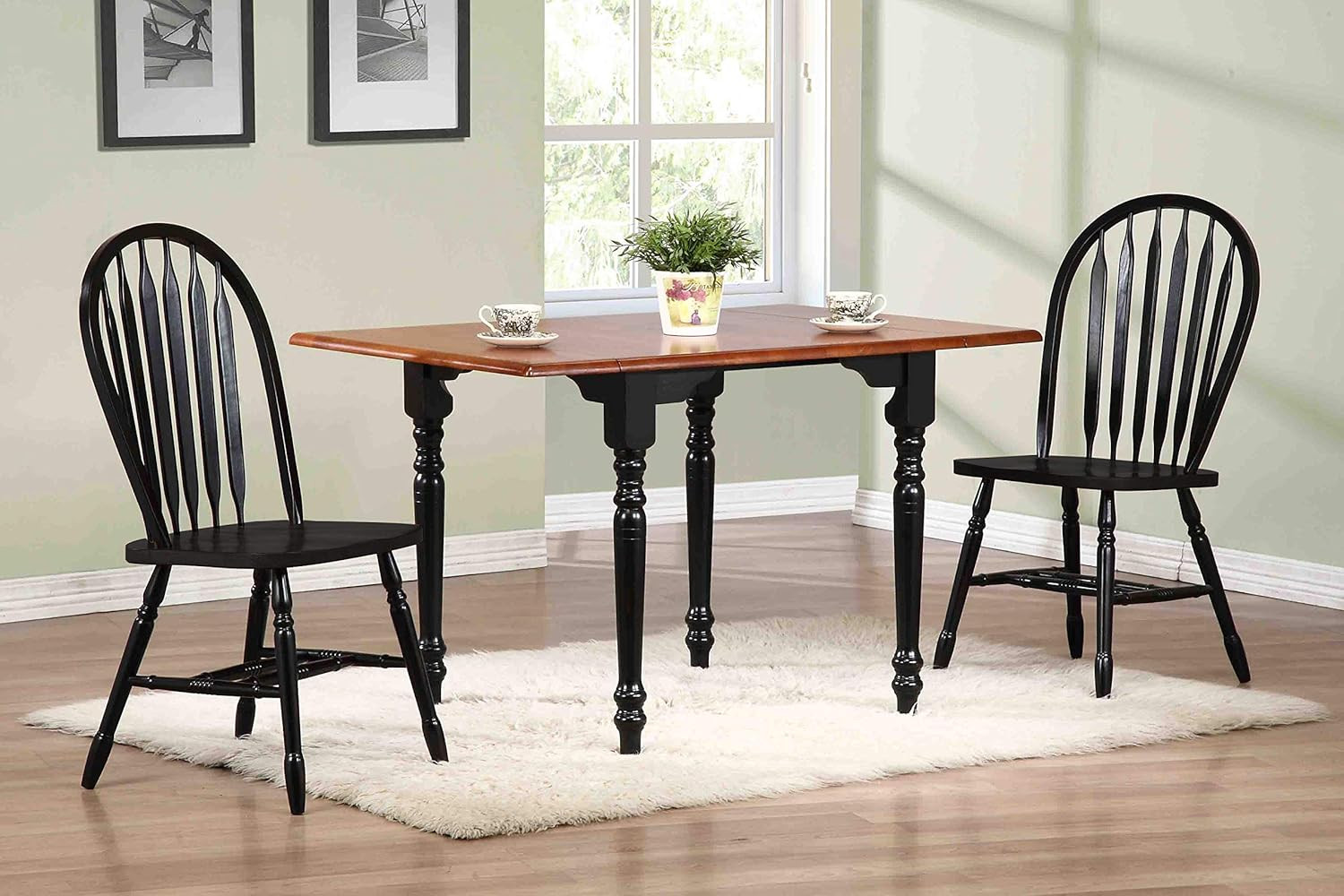 Antique Black & Cherry Extendable 48" Drop Leaf Dining Table