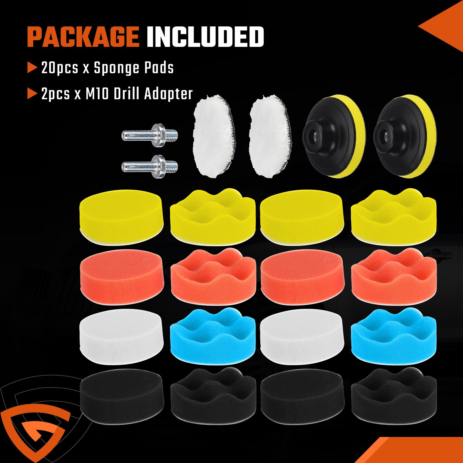 22 PCS 3 Inch Polishing Waxing Pad Sponge Buff Buffing Kit Set For Car Polisher