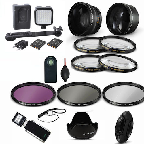 CANON EOS REBEL 7D 7D MKII WIDE ANGLE LENS TELEPHOTO LENS FULL + LED  VIDEO KIT