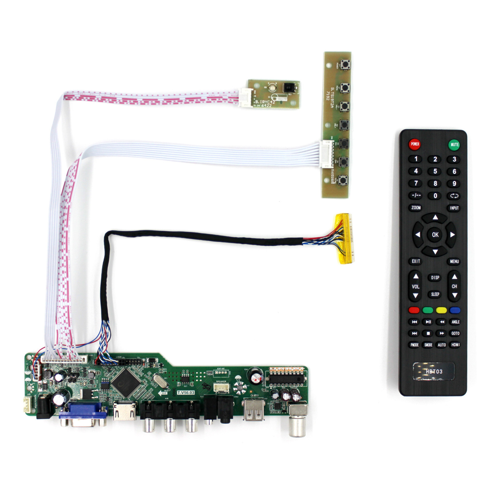 TV HD VGA AV USB AUDIO LCD Controller Board For 12" HSD121PHW1 1366X768 LCD