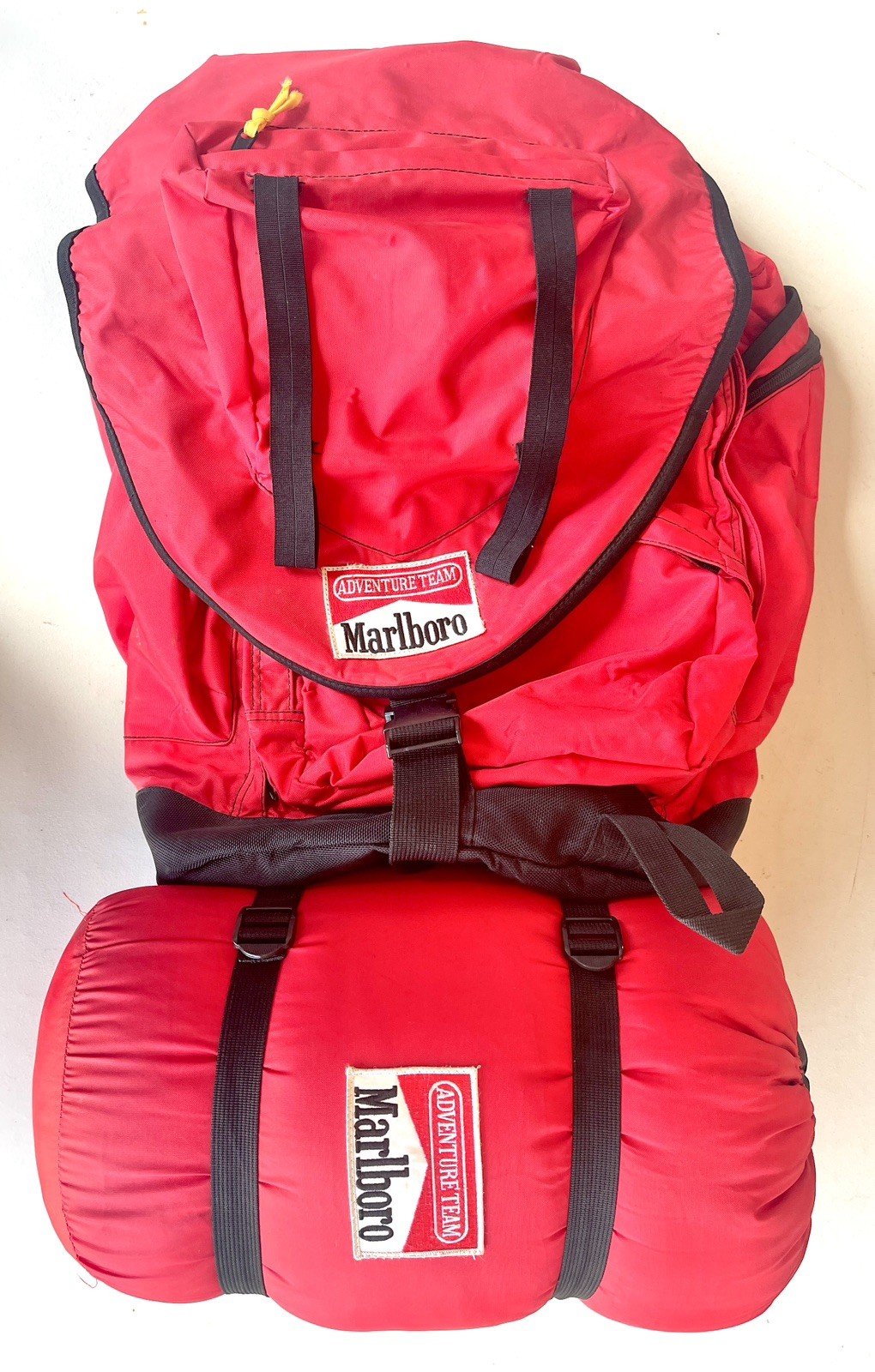 Marlboro Adventure Team Large Hiking Camping Backpack with Original Sleeping Bag