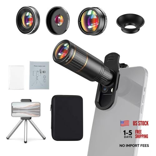 4-in-1 Phone Lens Kit External Phone Camera Lens Set with 22X Telephoto Lens