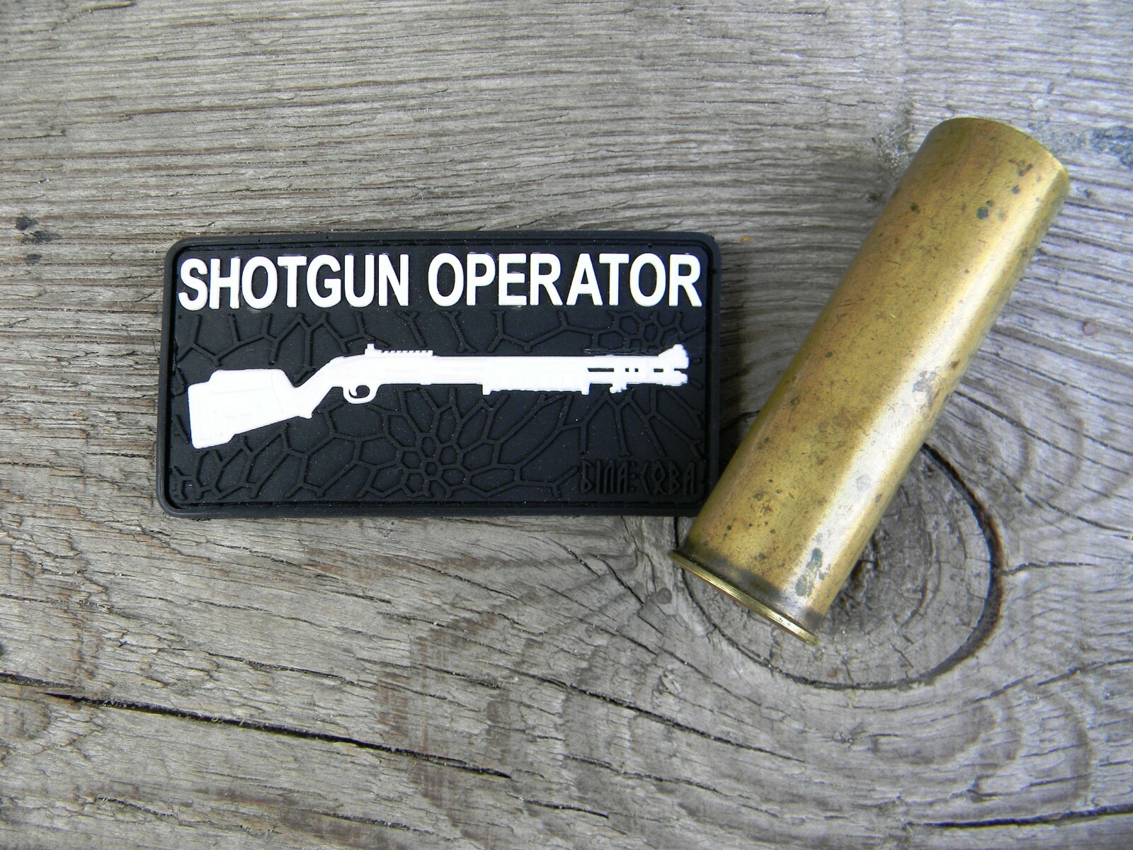 2D pvc rubber tactical morale military army patch “Shotgun operator” bk/wh