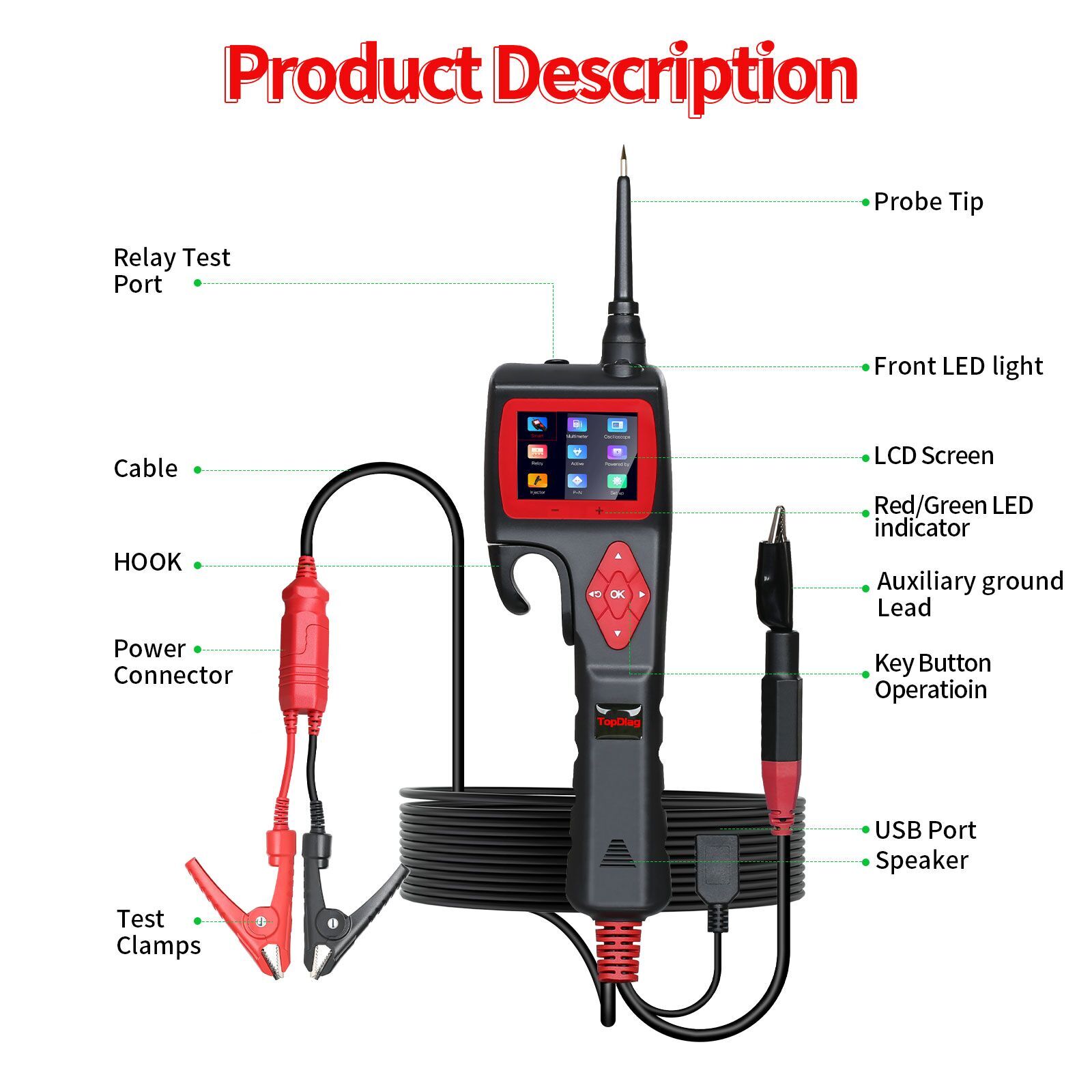 P200 SMART HOOK Powerful Circuit Probe Analyzer Oscilloscope Injector Tester