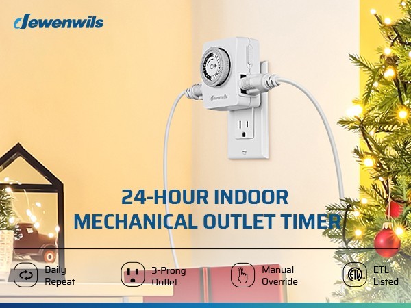 DEWENWILS Indoor Outlet Timer 2 Pack, 24Hr Programmable, 1875W,Grow Light & Lamp