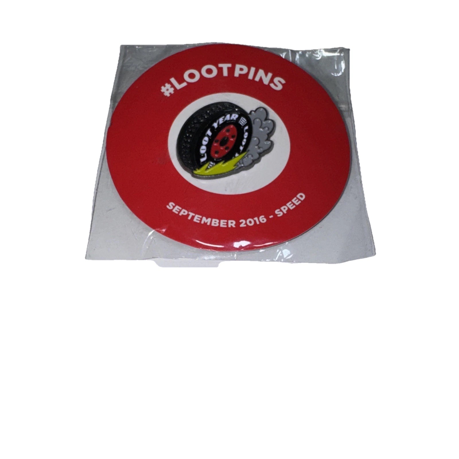 Loot Crate Sept 2016 Pin Speed Lootpin Lootyear Tire Pin Exclusive Badge Red