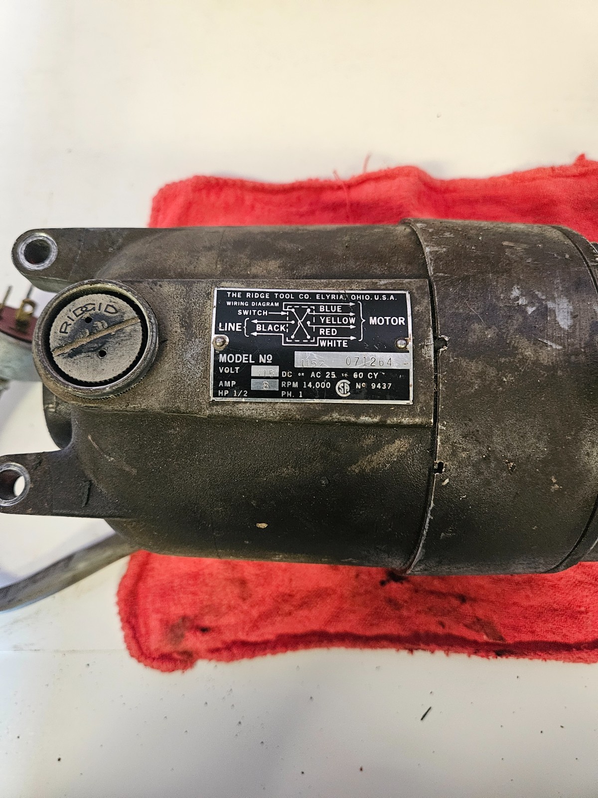 Ridgid 535 Threader Motor 1157 071264 115V 8A 1/2 HP
