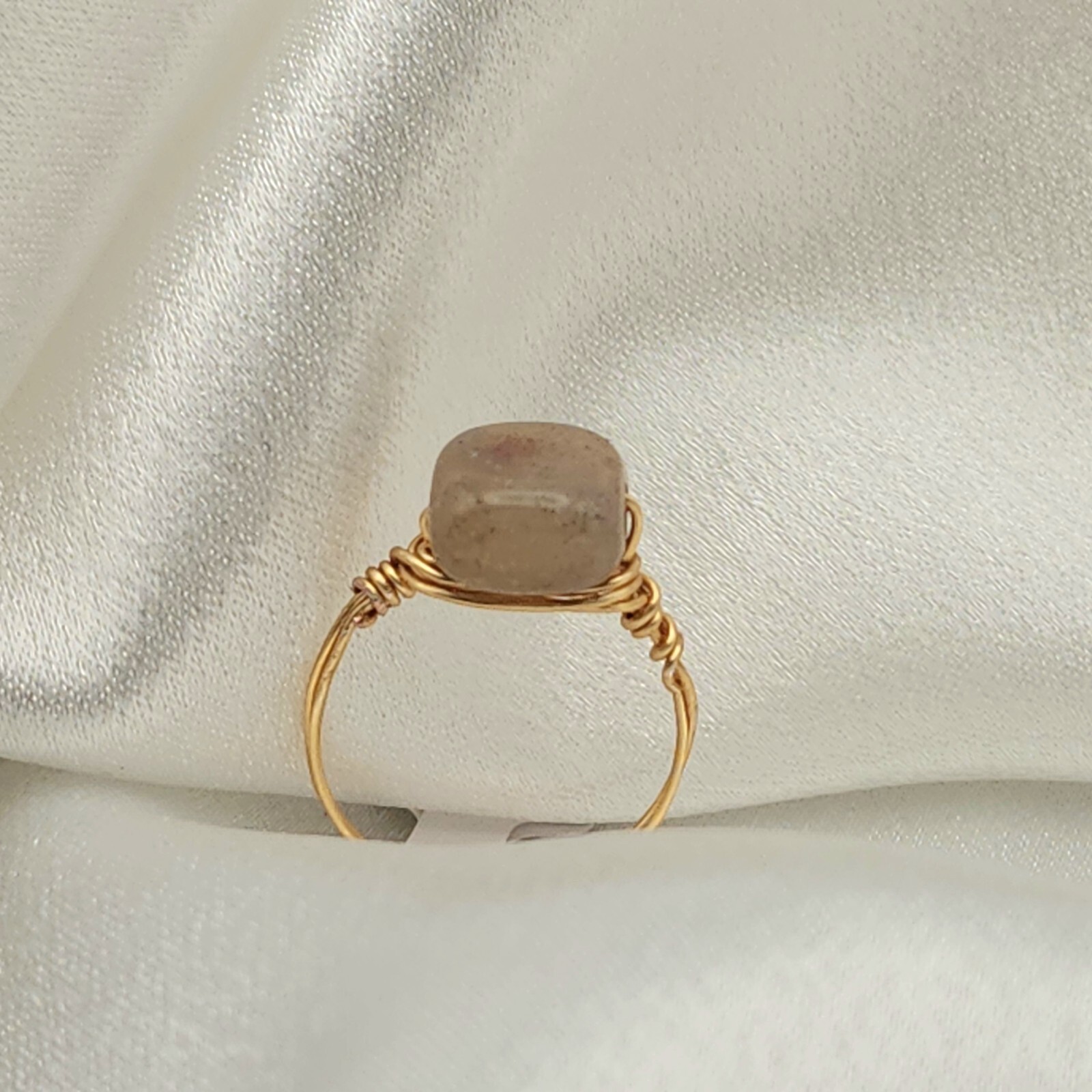 Copper Wire Wrapped Stone Ring Size 6.5 Rustic Handcrafted Minimal Jewelry