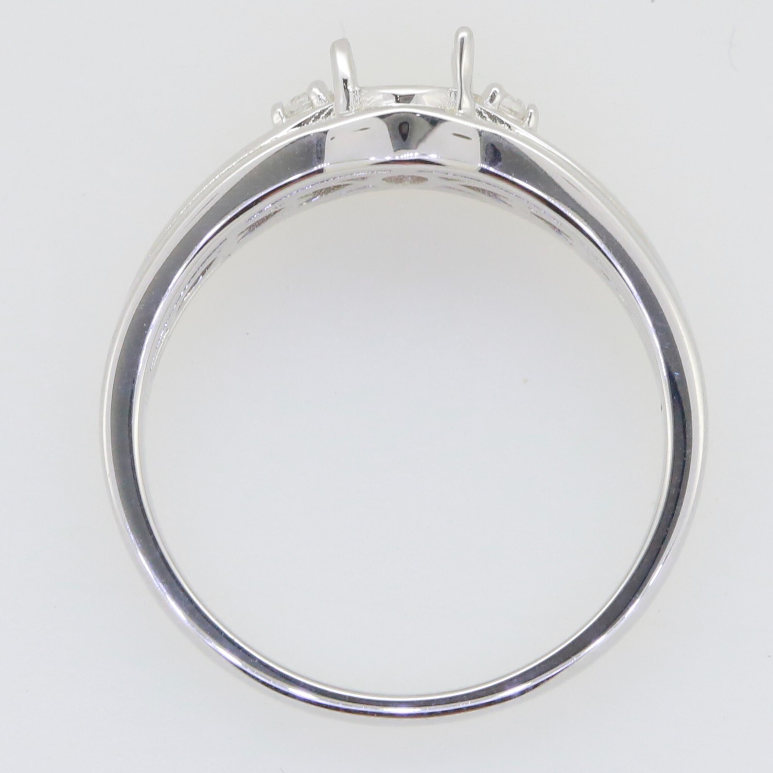 Men's Sterling Silver Semi Mount Ring Setting Oval OV 8x6mm