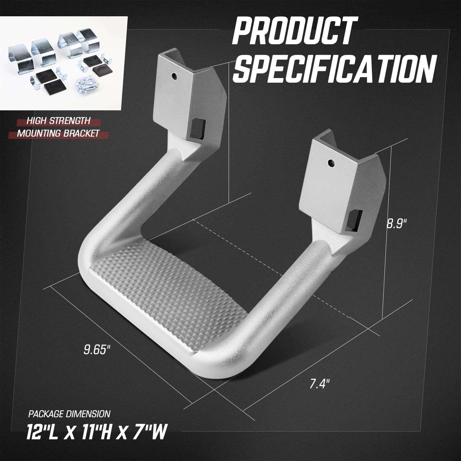 Pair Aluminum Side Hoop Steps Universal Side Step Compatible With Chevy GMC ....