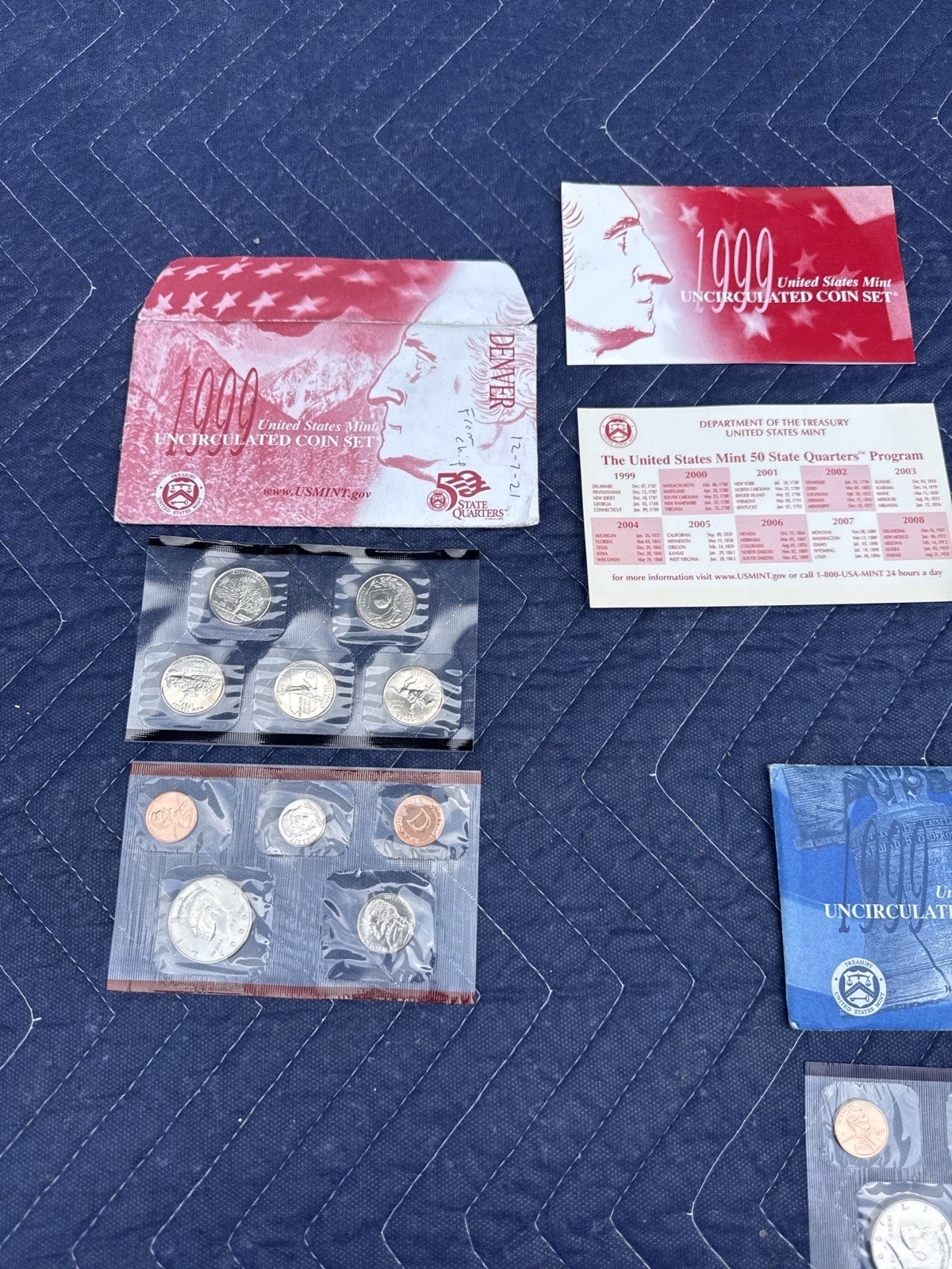 1999 U.S. Mint Uncirculated Coin Set P&D – Complete w/ State Quarters