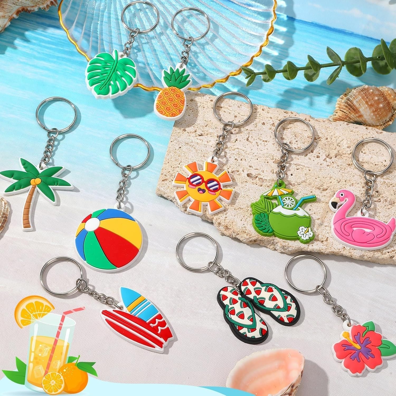 Exquisite 30PCS Silicone Summer Keychains - Ideal for Celebrations & Gifts
