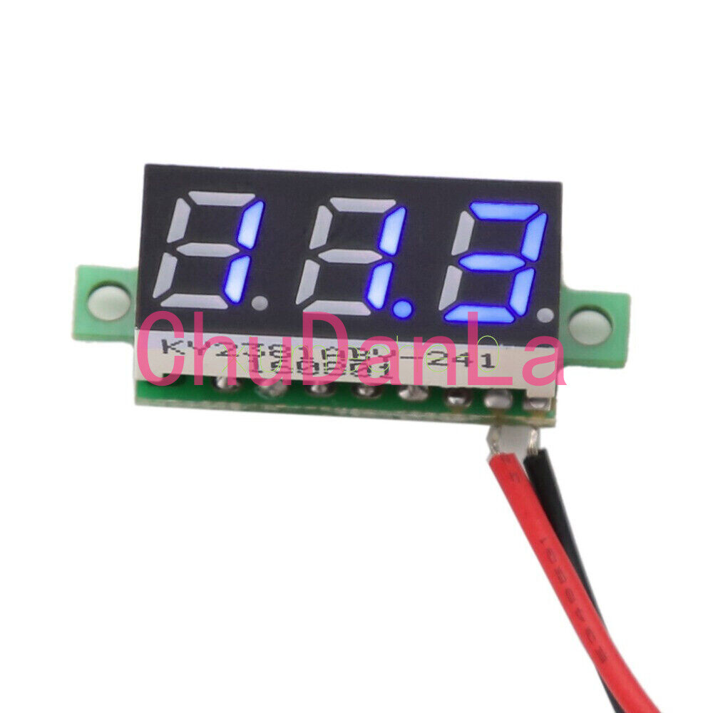 1PCS Blue 0.28" 2 Wire Mini DC Digital Panel Voltmeter Panel Mount LED Voltage