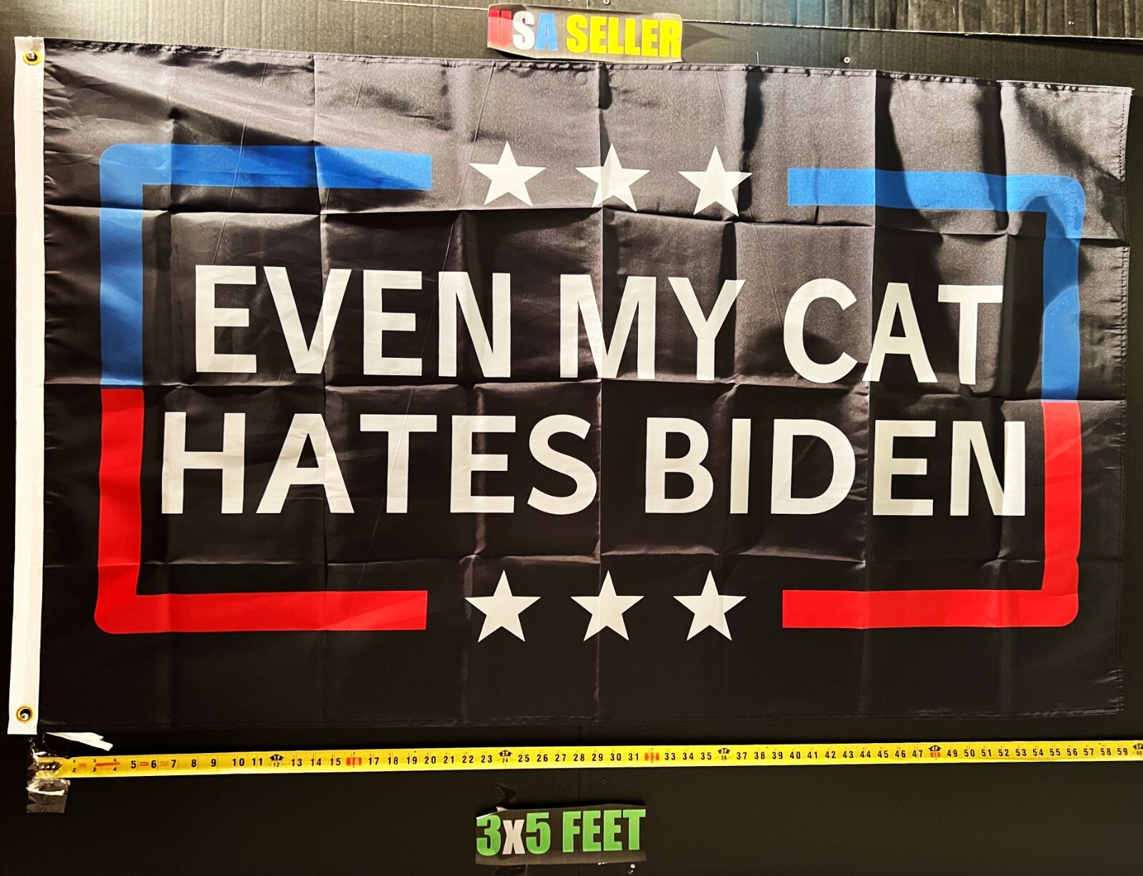 Donald Trump Flag FREE USA SHIP My Cat Hates Biden Republican Desantis Sign 3x5'