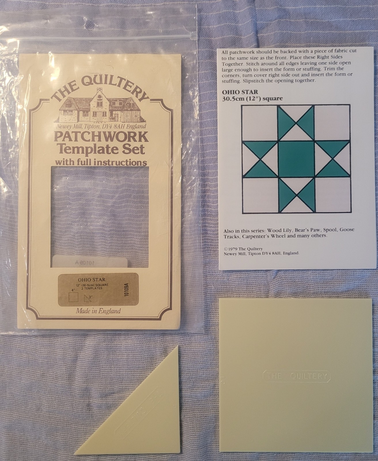 VTG Quilting Template Set w/ Full Instructions- Ohio Star -Made in England
