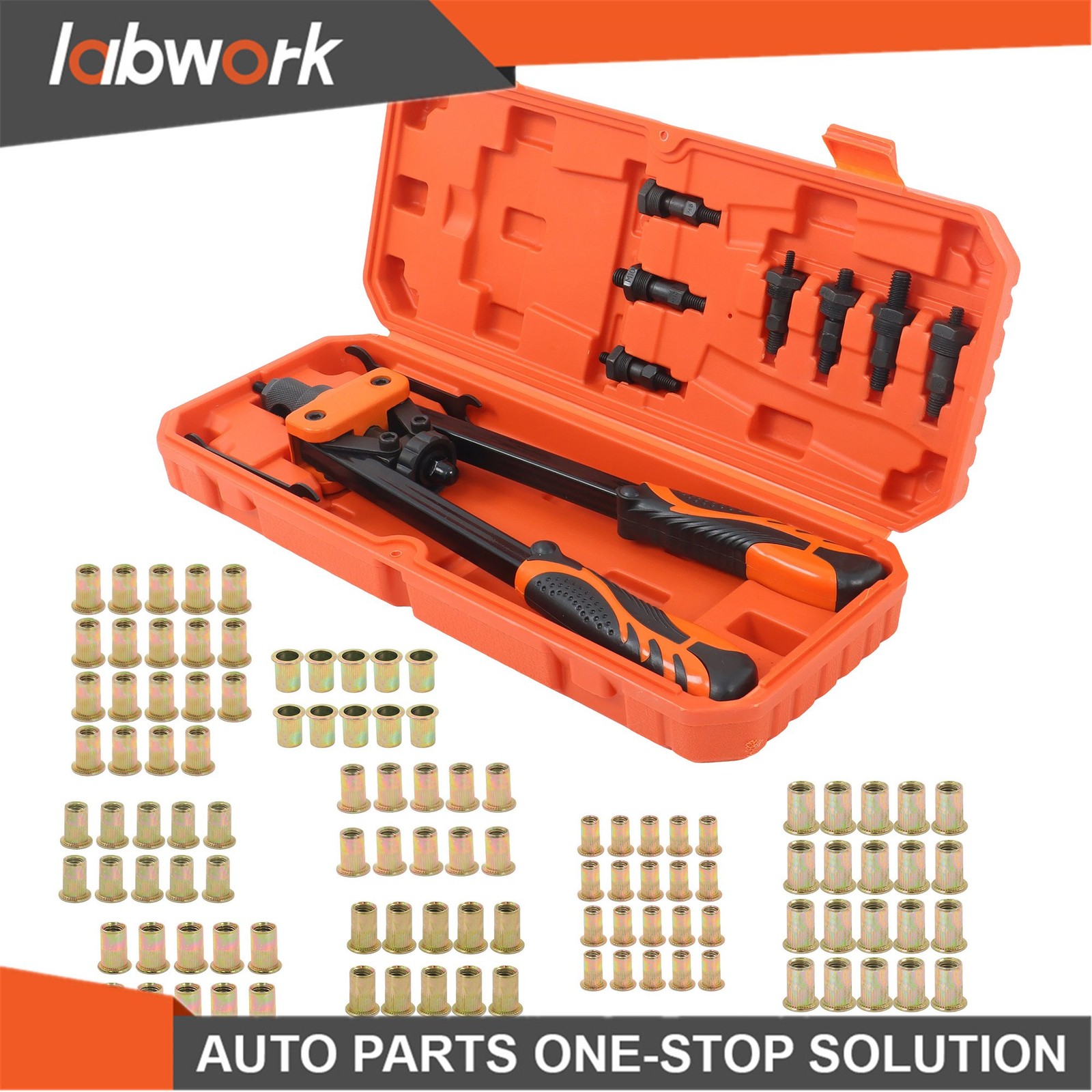 Labwork 14" Tool with 7 Metric & SAE Mandrels 70Pcs Rivnuts Assortment Kit