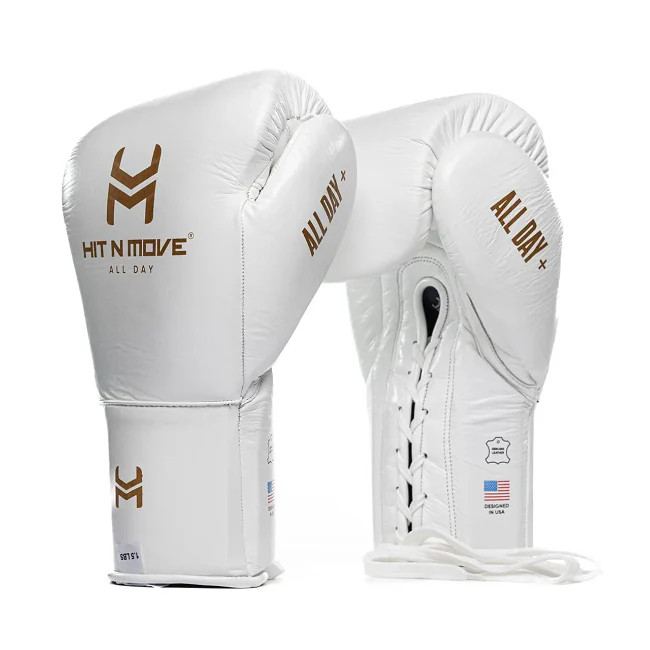 Hit N Move 24oz Conditioning Lace Up Boxing Gloves White