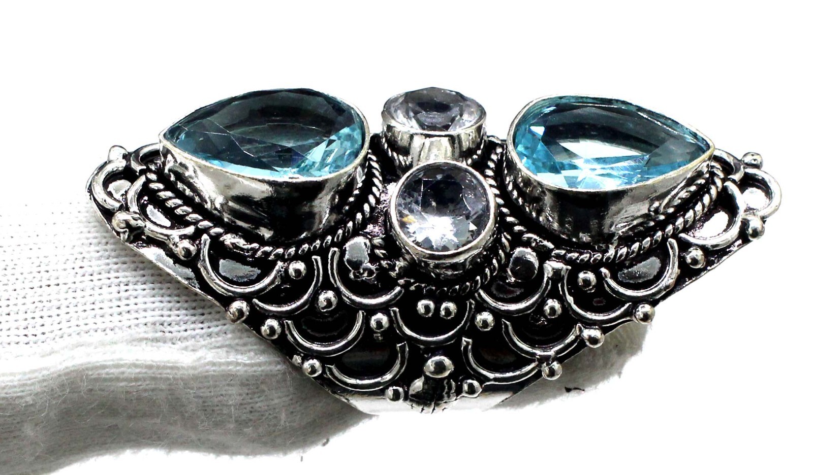 Swiss Blue Topaz Handmade 925 Sterling Silver Statement Ring-Mother's Day Gift