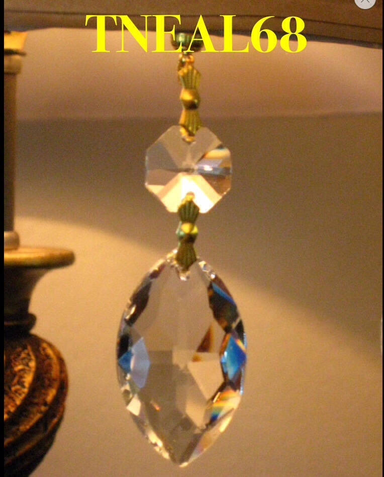 Lot of 6 REAL CRYSTALS Magnetic Teardrop Oval Drop  Chandelier Lamp Ornament
