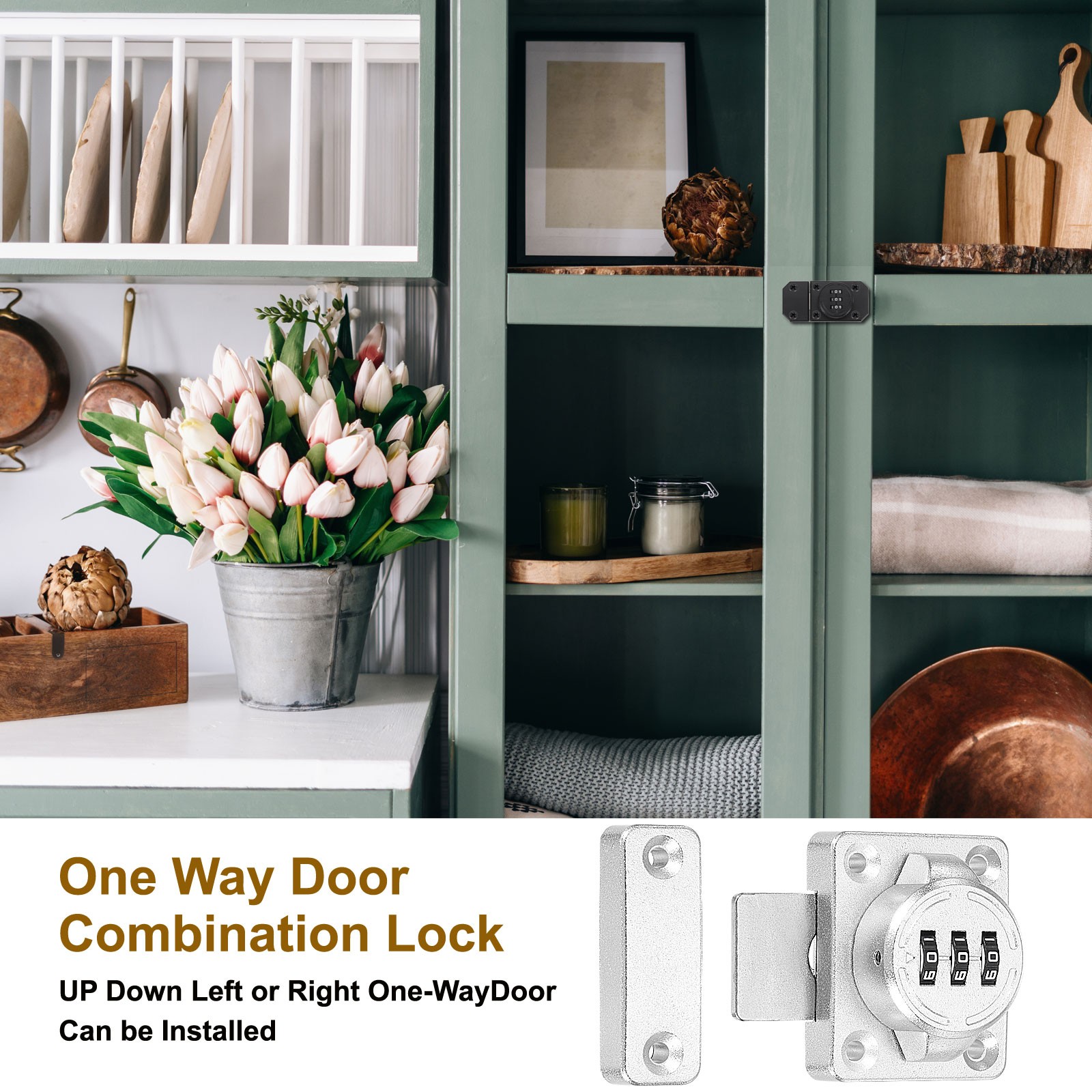 Silver Zinc Alloy Keyless Mechanical Cabinet Lock