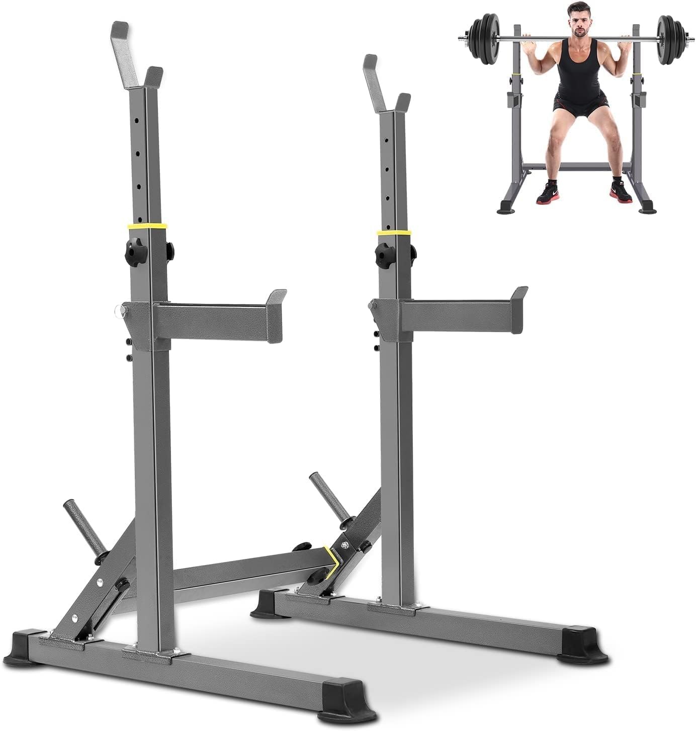 Squat Rack 600lbs Adjustable Barbell Rack for Home Gym | Heavy-duty steel frame