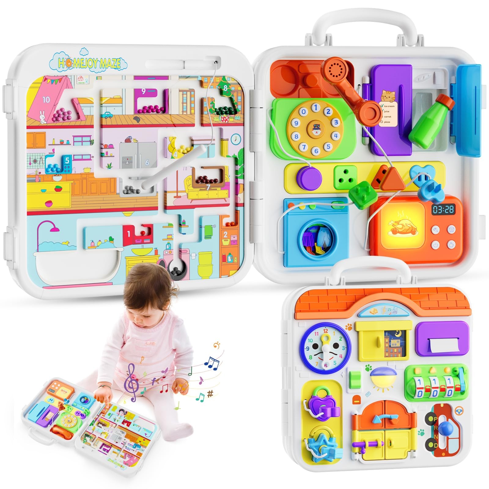 INNOSKY Montessori Busy Board Toddler Toy, 1-2 Year Old Boys Girls Gift, Baby