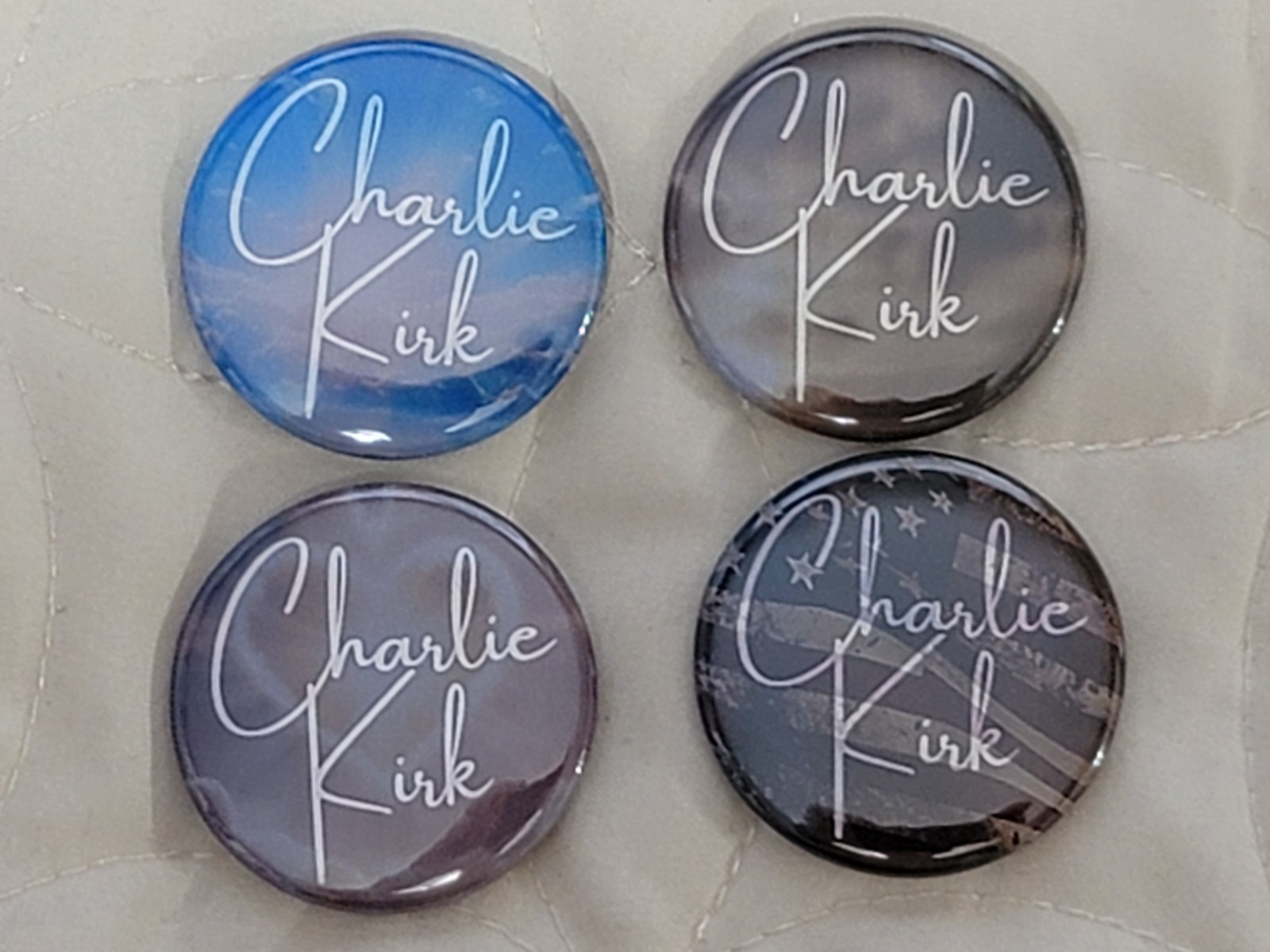 Charlie Kirk, R.I.P., 1.5" Button 4  Item Set, Pinback,