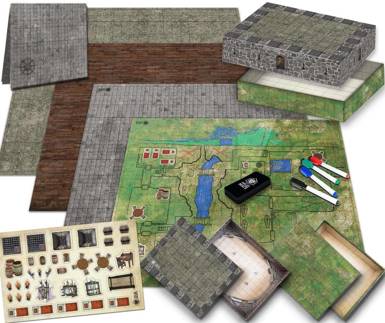 Melee Mats DND Map Starter Kit for Dungeons & Dragons Game - 22” x 26" Dou