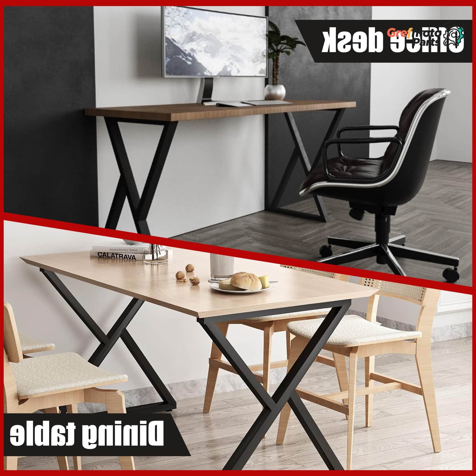 28” x 17.7”Heavy Duty Modern Furniture Legs Industrial Metal Table Legs