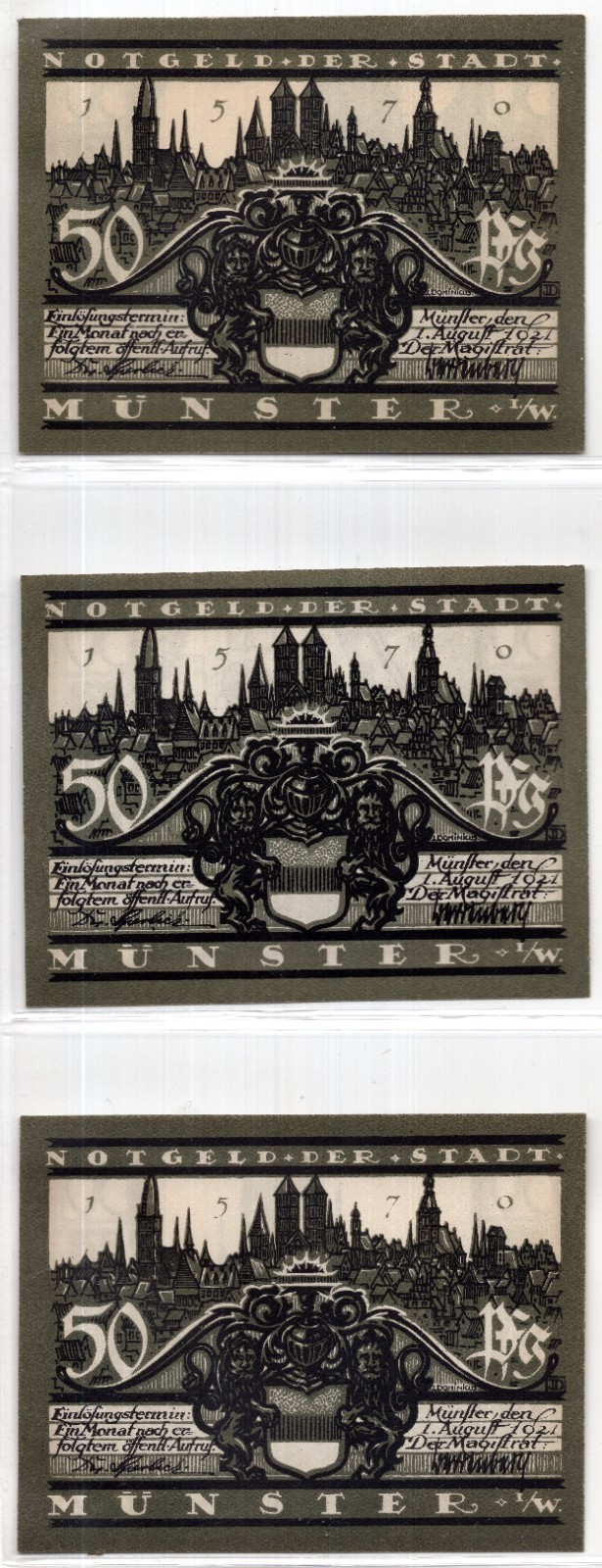 1921 Germany Munster Notgeld 5 Note Set (2701)
