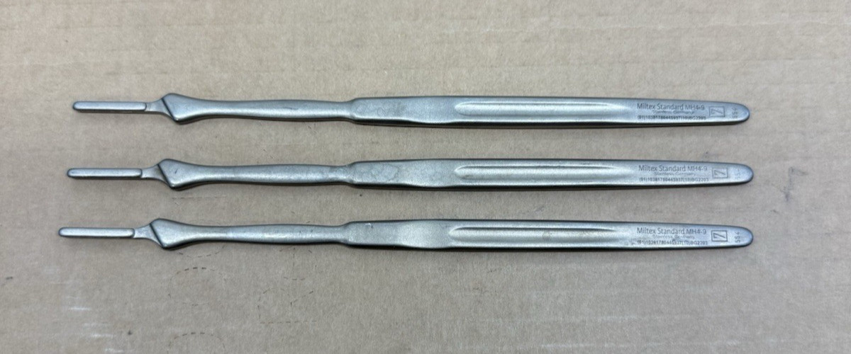 Lot of 3 Mitex Standard MH4-9 #7 Scalpel Handle 6-1/2" Overall Length