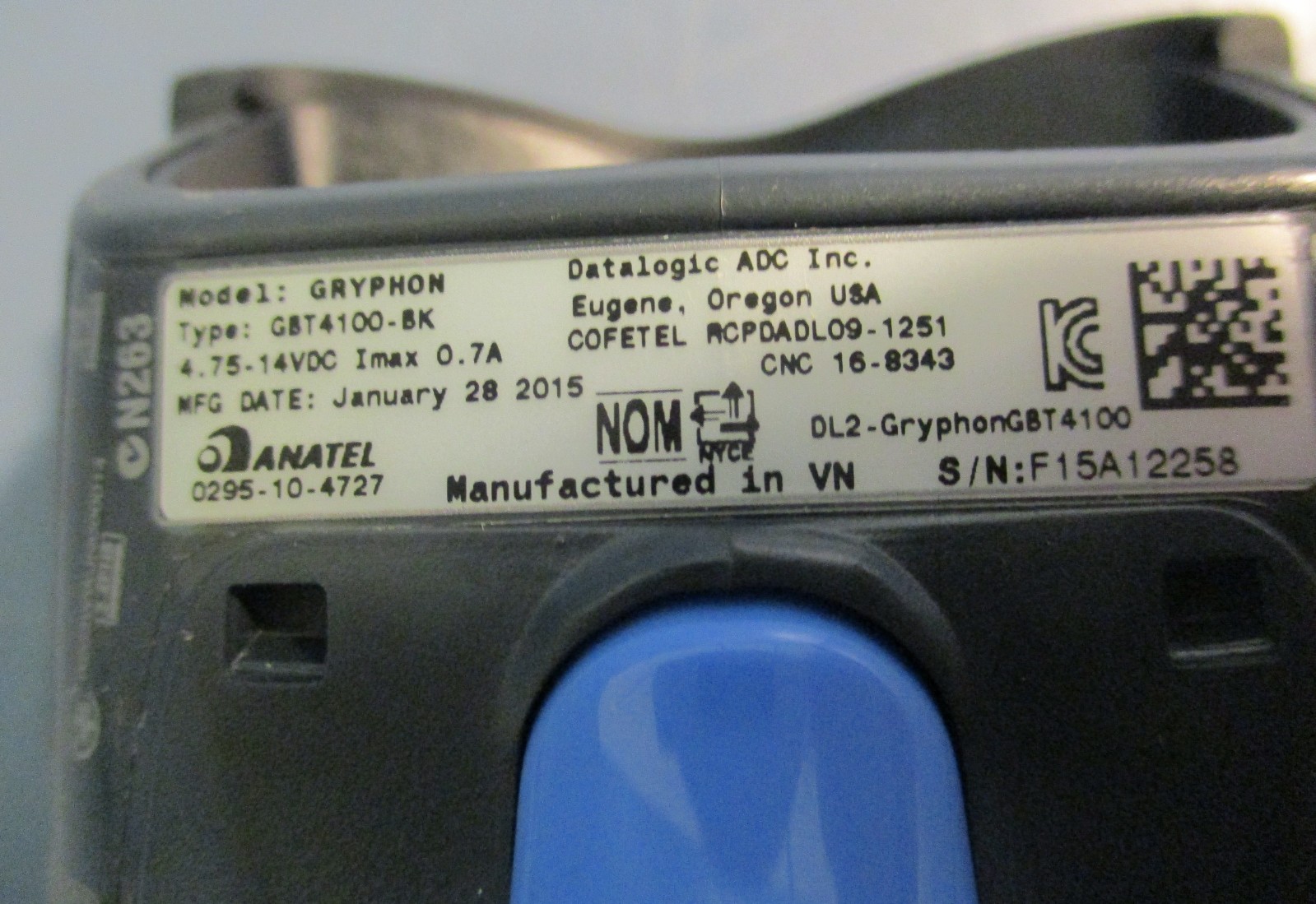Datalogic Gryphon GBT4100-BK Bluetooth Barcode Scanner W/ Charging Stand