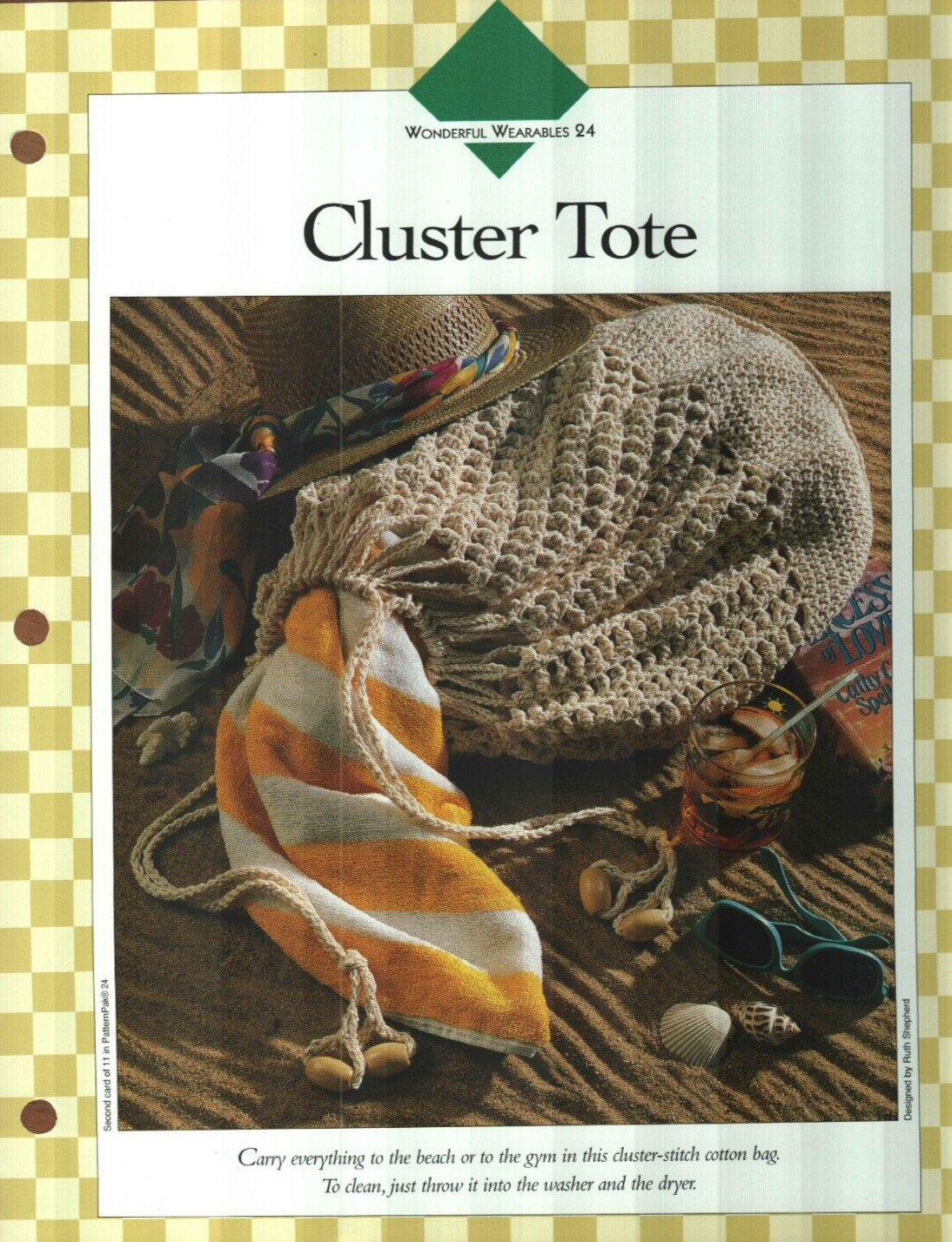 NEW CLUSTER TOTE BEACH BAG VANNA'S CLUB CROCHET PATTERN INSTRUCTIONS