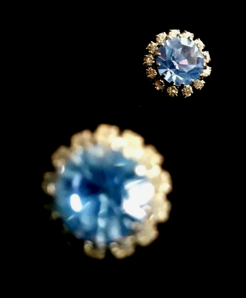 Round Rhinestone/Aqua Pierced Earrings