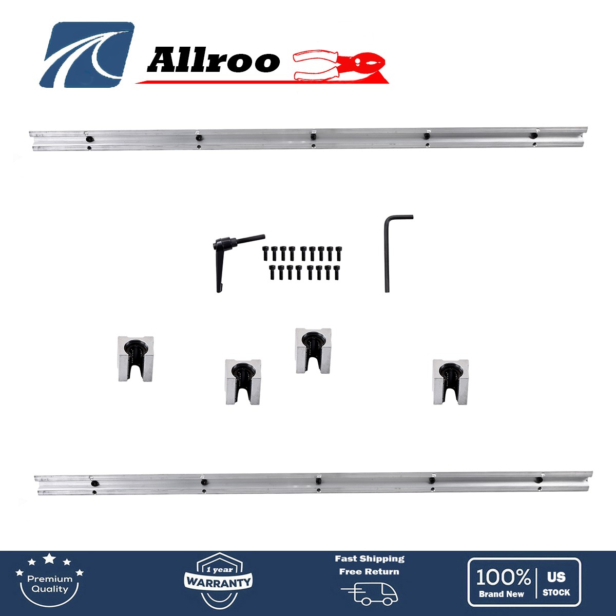 4 PCS SBR16UU Sliders 2PCS SBR16-1000mm Linear Guide Rail
