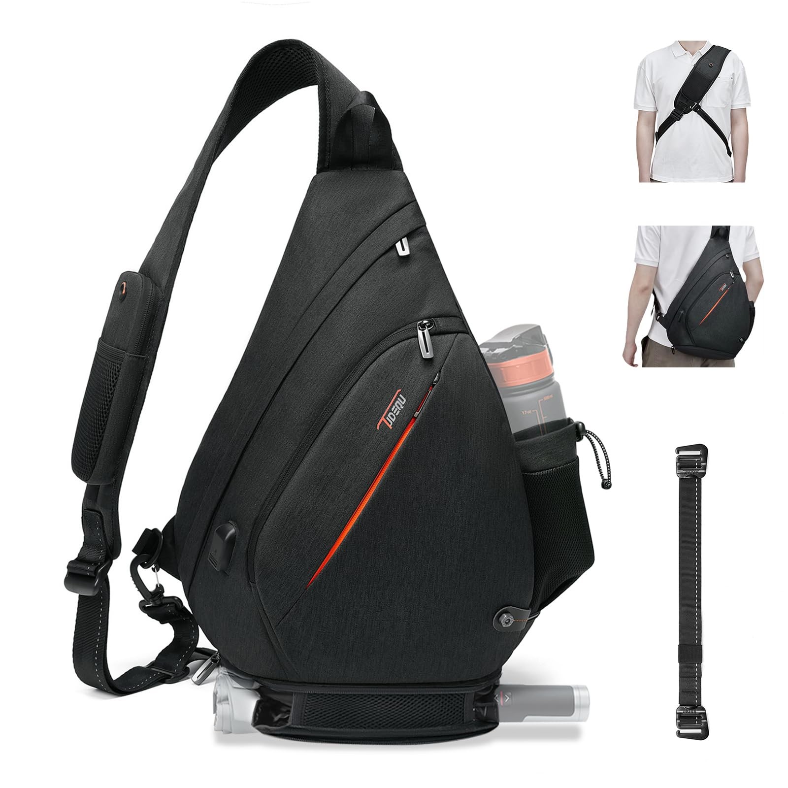 Mochila Cruzada Grande 19L Con 8 Bolsillos Para Senderismo Y Viajes Pro