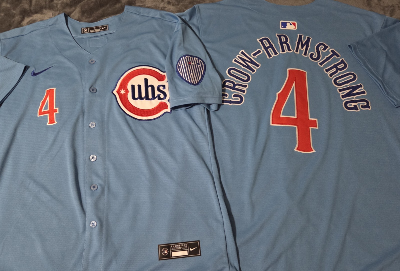 Fast Free Shipping Medium Pete Crow Armstrong PCA Chicago Cubs Stitched Jersey 4