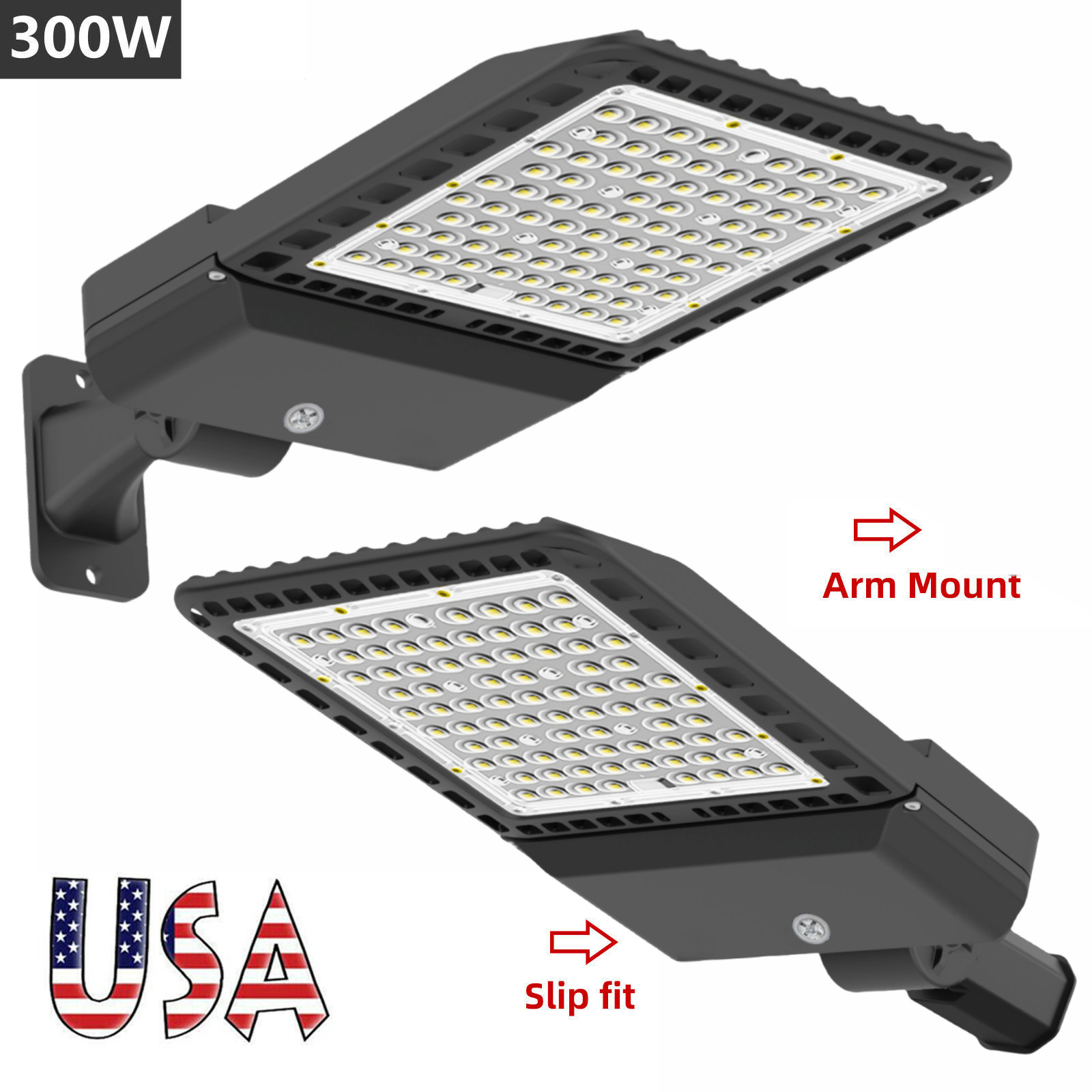 277V LED Parking Lot Bulb 300W Pole Mounted Shoebox Fixture Street Area Lights