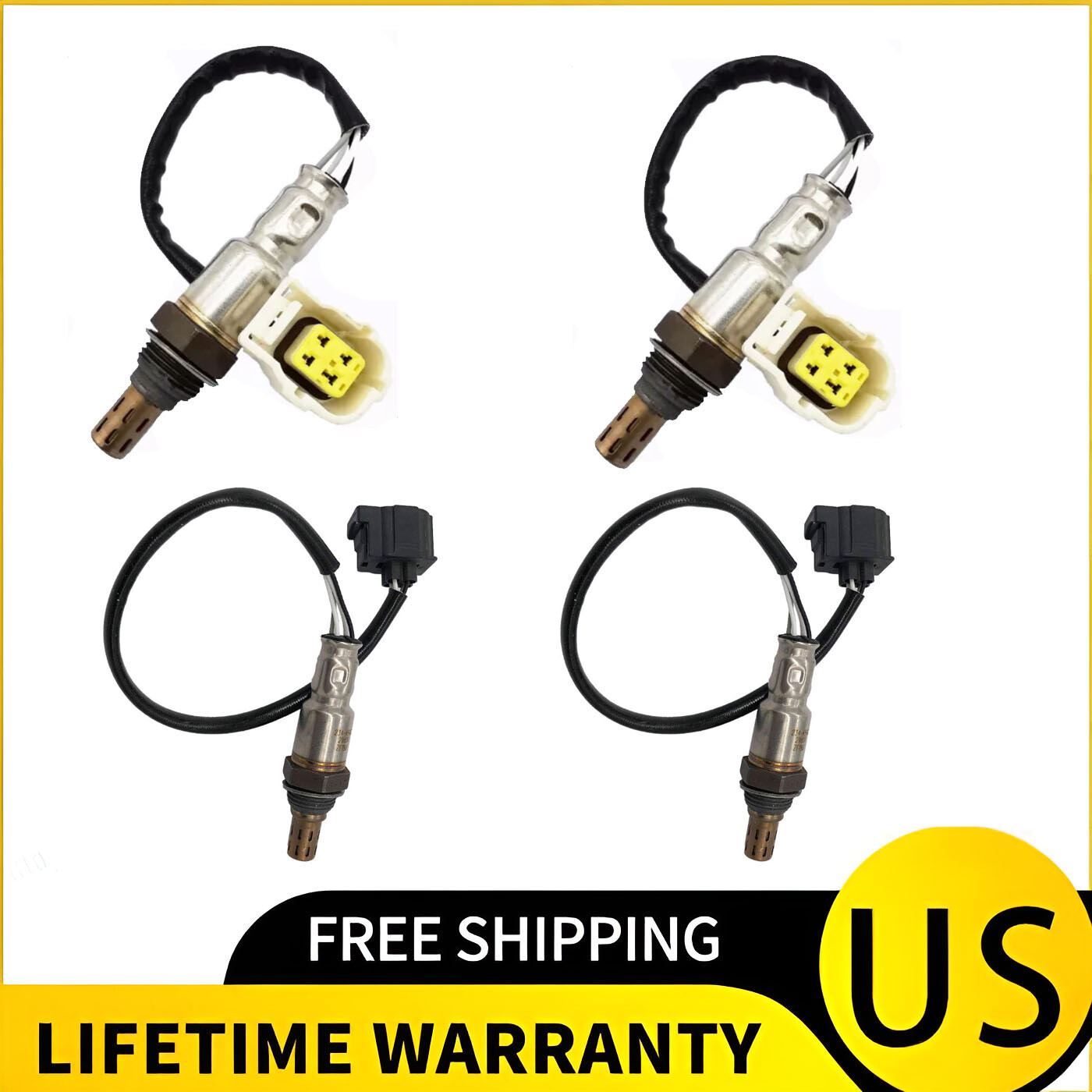 4pcs Up+Down Oxygen Sensor For 2012-2018 Jeep Wrangler 3.6L V6 234-4545 234-4547