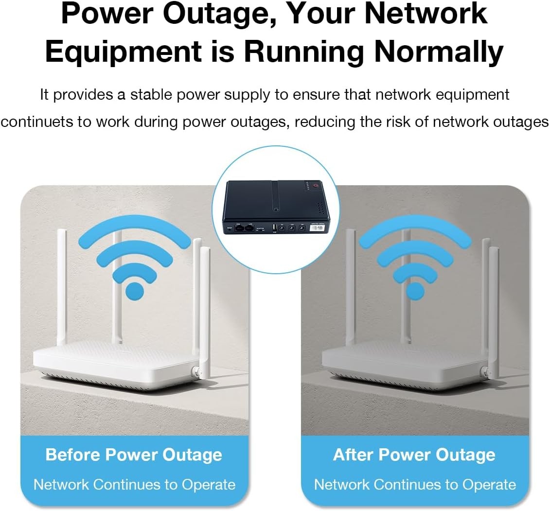 Mini DC UPS Uninterruptible Power Supply Backup for Router Modem Security Camera